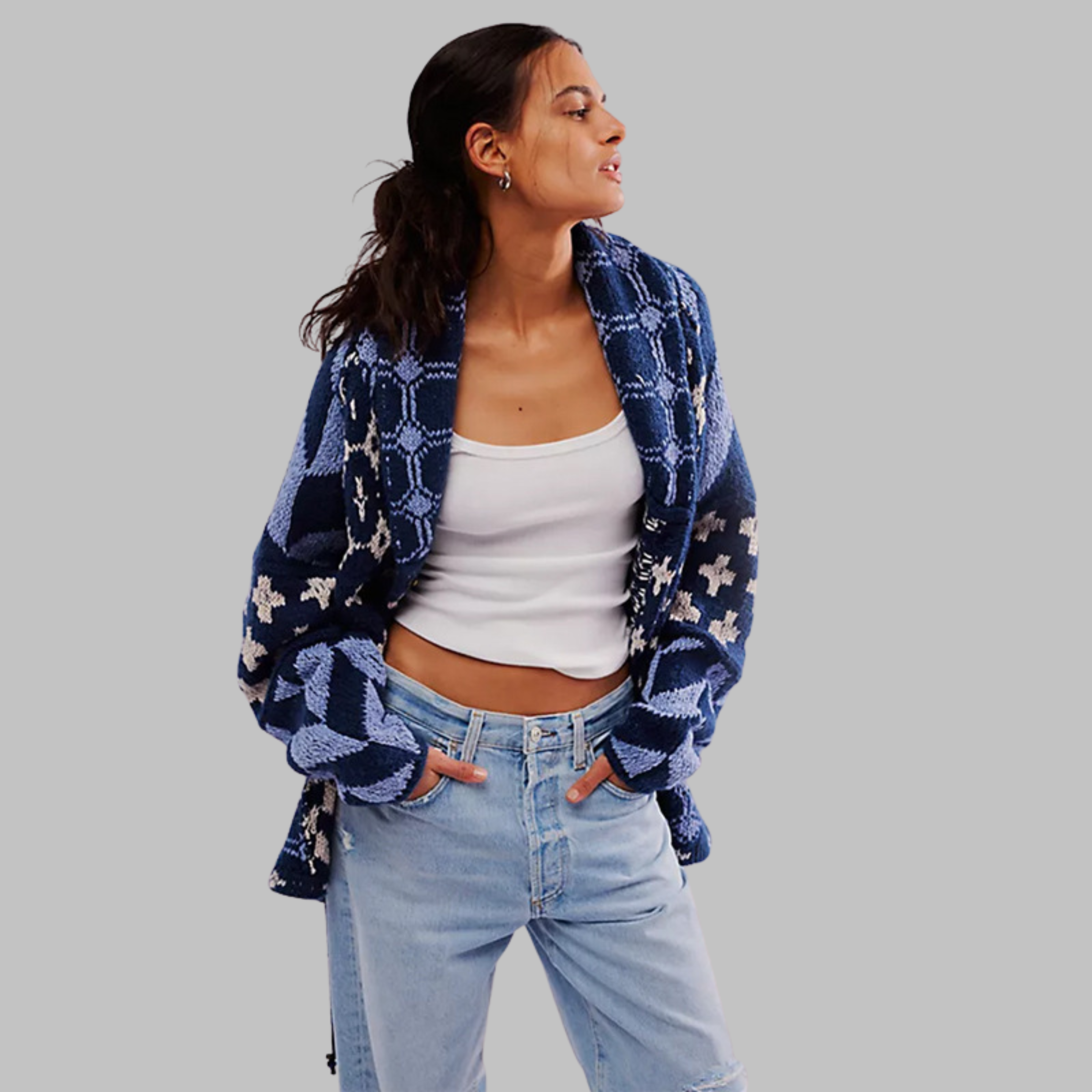 PORTIA™ - Vintage Button Down Collar Long Sleeve Oversized Cardigan